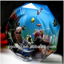 2015 Beautiful sea world Crystal Ashtray for Office Decration crystal fish and coral